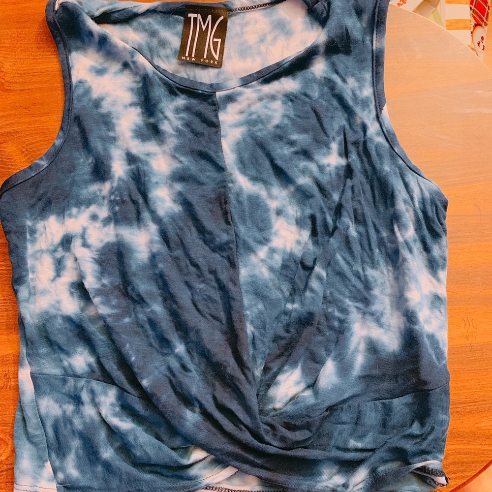 Blue tie dye crop top